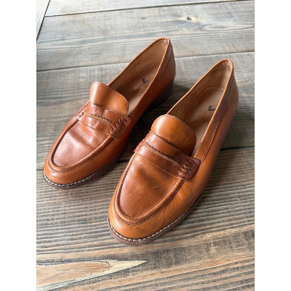 Madewell Frances Loafer English Saddle Tan Leather Penny Loafers J8542 Womens 9